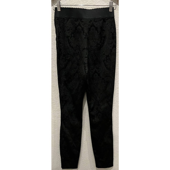 DOLCE & GABBANA BLACK TULIP JACQUARD SLIM STRETCH PANTS (IT/40) - Picture 5 of 8